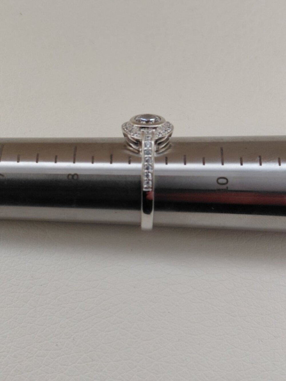 Sterling Silver Travel Bridal Set - Bezel Solitaire & Halo Ring Jacket - Size 9 - Picture 10 of 10